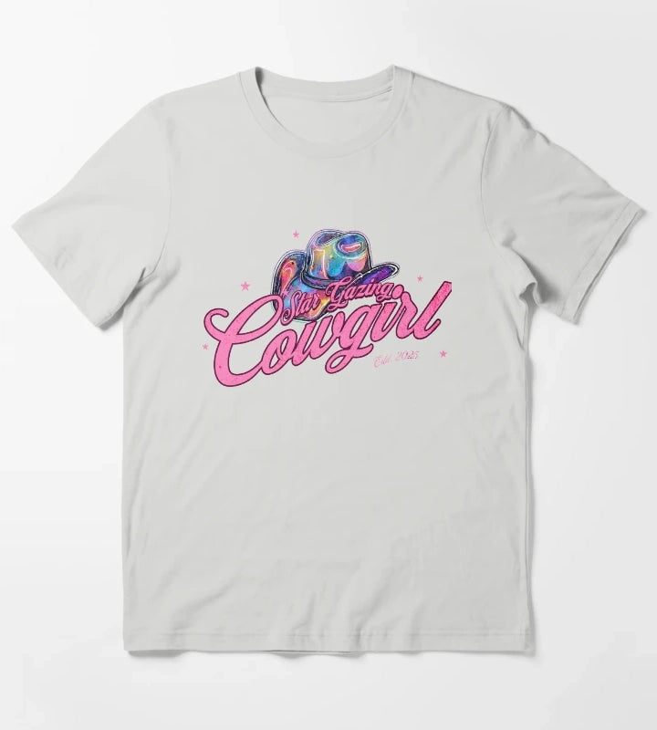 Star Gazing Cowgirl T-Shirt Light Grey