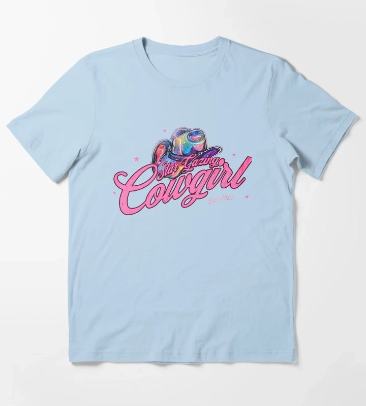 Star Gazing Cowgirl T-Shirt Sky Blue