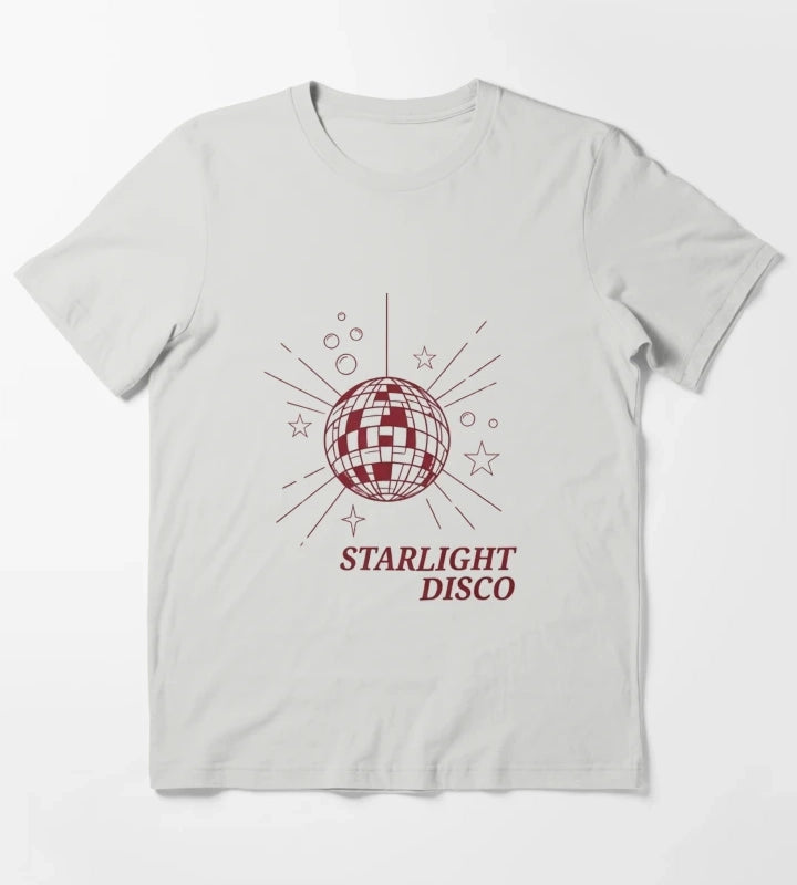 Starlight Disco Vibes Retro Party Design T-Shirt Light Grey
