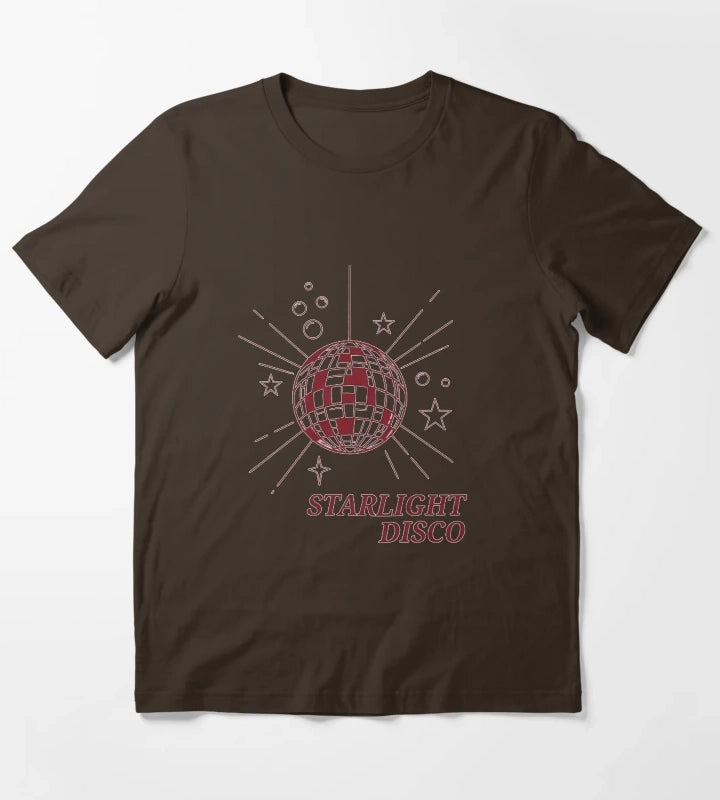 Starlight Disco Vibes Retro Party Design T-Shirt Brown