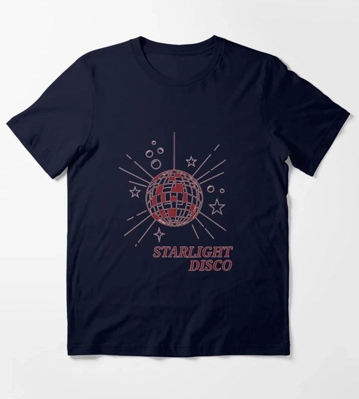 Starlight Disco Vibes Retro Party Design T-Shirt Navy