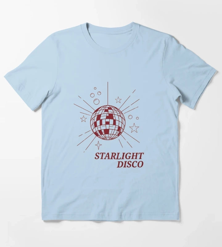 Starlight Disco Vibes Retro Party Design T-Shirt Sky Blue