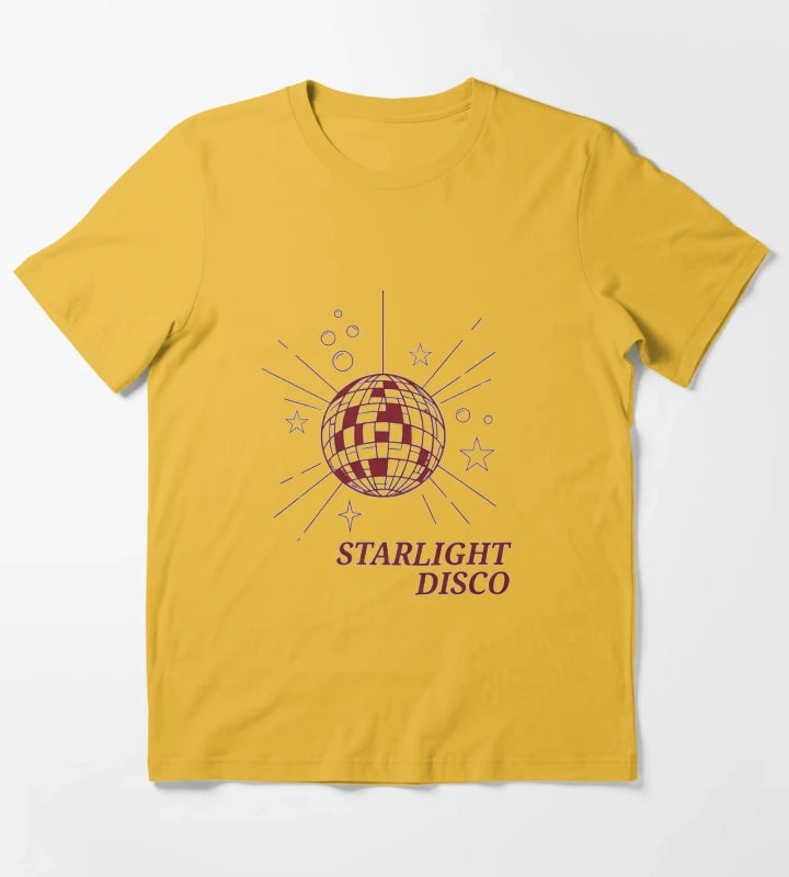 Starlight Disco Vibes Retro Party Design T-Shirt Yellow