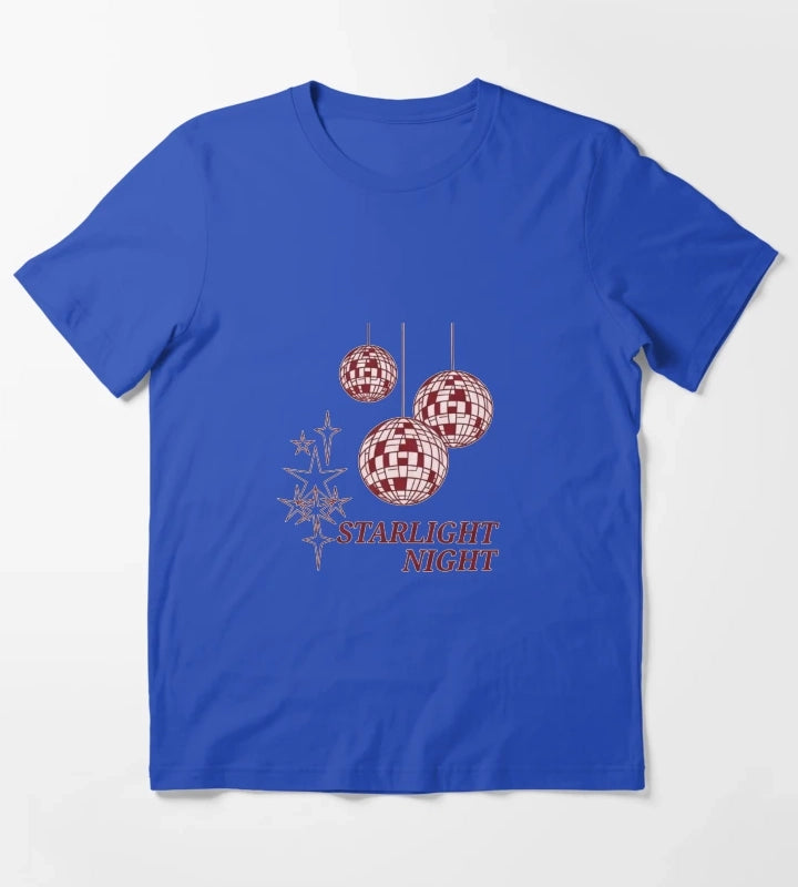 Starlight Night Disco Vibes Retro Party Design T-Shirt Blue
