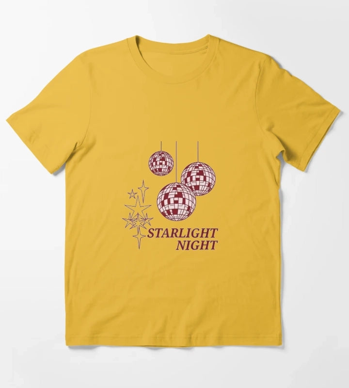 Starlight Night Disco Vibes Retro Party Design T-Shirt Yellow