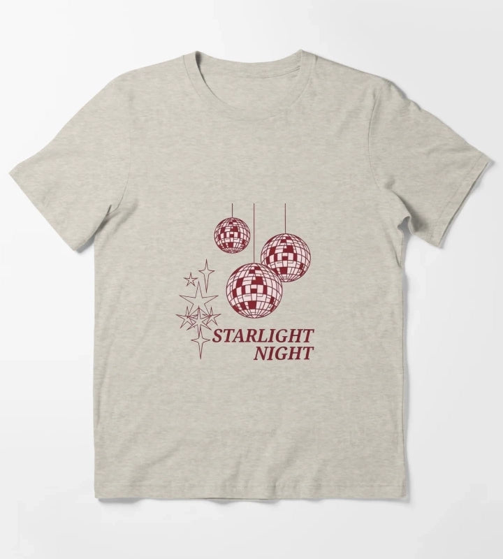 Starlight Night Disco Vibes Retro Party Design T-Shirt Cream