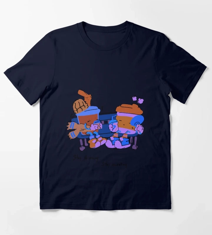 Stay Shivering Stay Sweating Coffee Cup T-Shirt Navy
