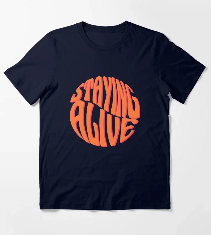 Staying Alive Design T-Shirt Navy