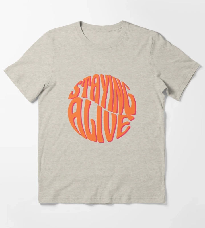 Staying Alive Design T-Shirt Cream