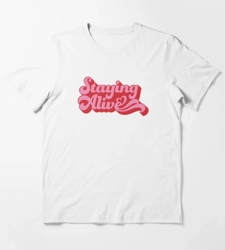 Staying Alive Roller Babe Roller Skates Skate Girl Glow Up T-Shirt White
