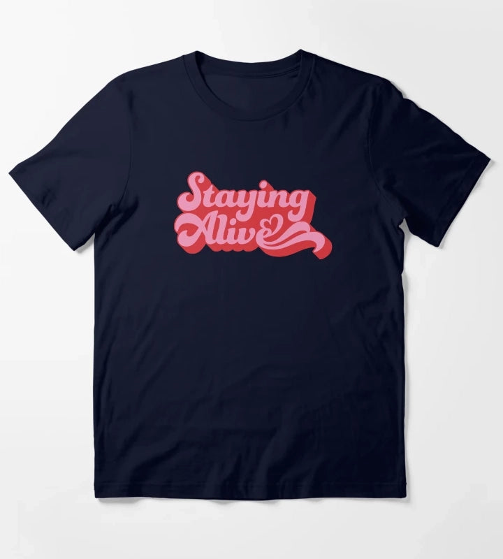 Staying Alive Roller Babe Roller Skates Skate Girl Glow Up T-Shirt Navy