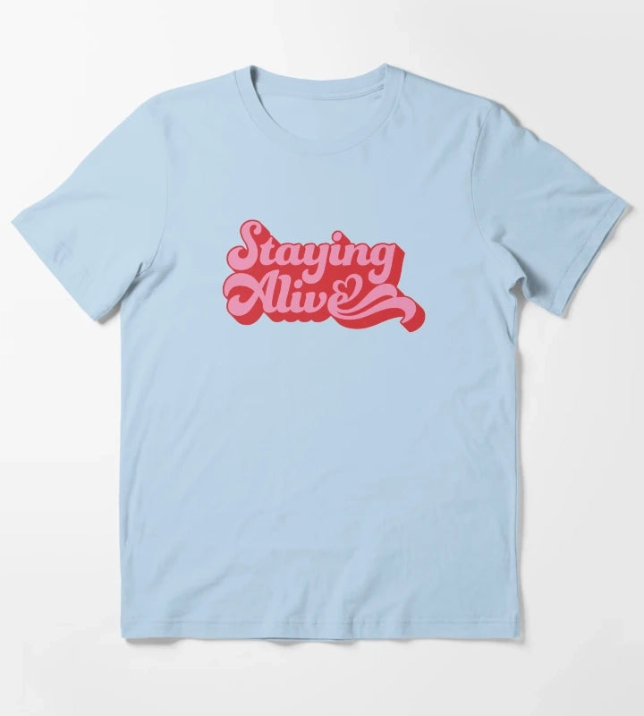 Staying Alive Roller Babe Roller Skates Skate Girl Glow Up T-Shirt Sky Blue