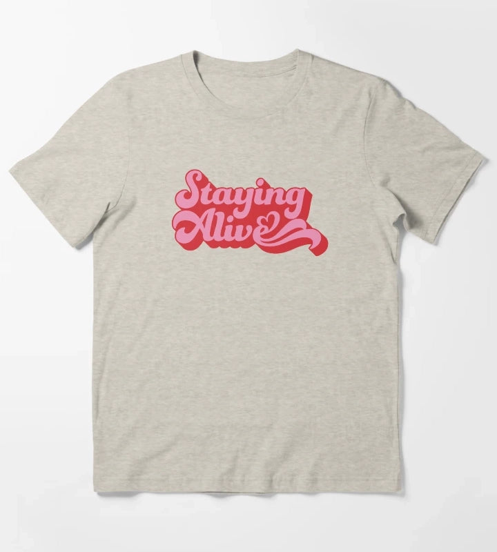 Staying Alive Roller Babe Roller Skates Skate Girl Glow Up T-Shirt Cream