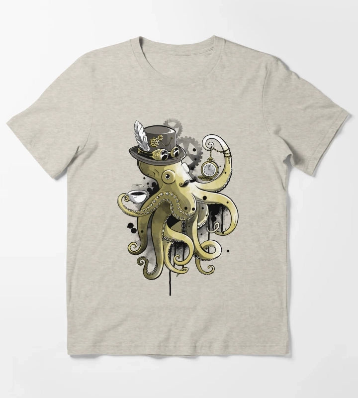 Steampunk octopus gold watercolor T-Shirt Cream