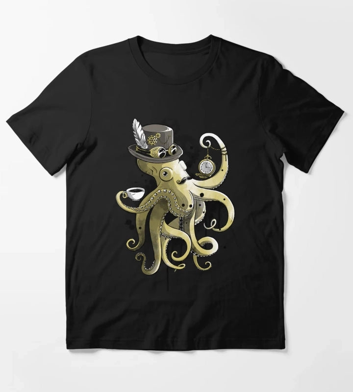 Steampunk octopus gold watercolor T-Shirt