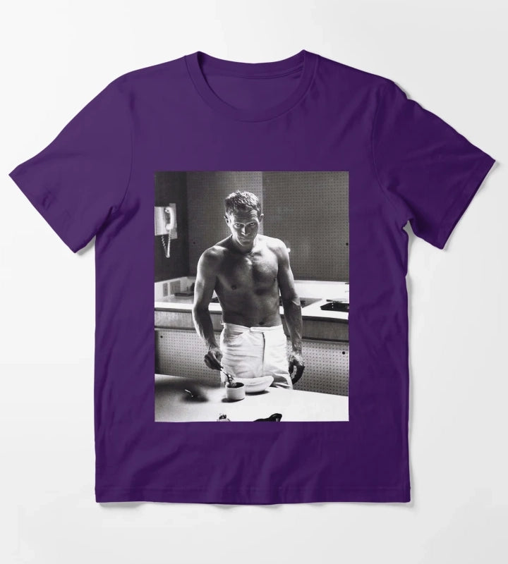 Steve McQueen Making Coffee T-Shirt Purple