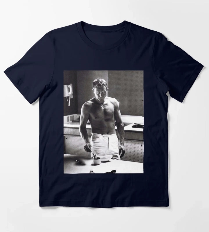 Steve McQueen Making Coffee T-Shirt Navy