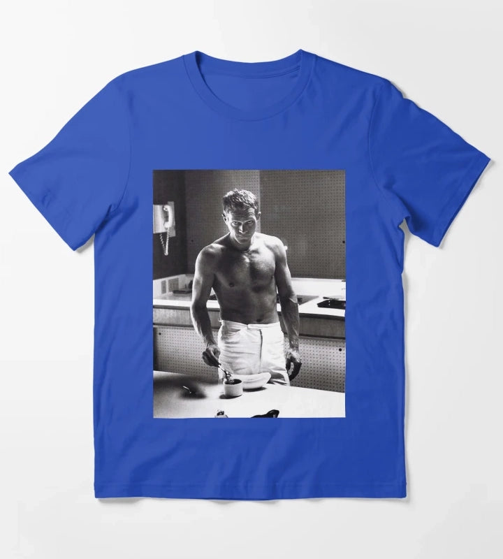 Steve McQueen Making Coffee T-Shirt Blue
