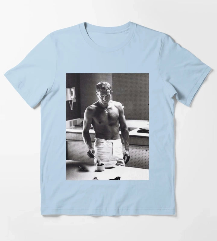 Steve McQueen Making Coffee T-Shirt Sky Blue