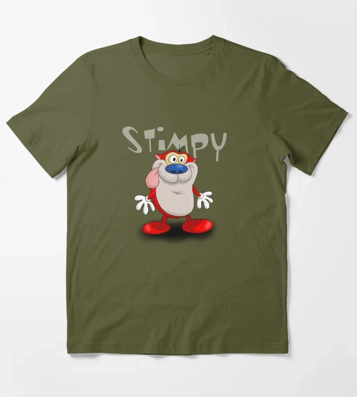 Stimson J Cat Stimpy T-Shirt Olive Green