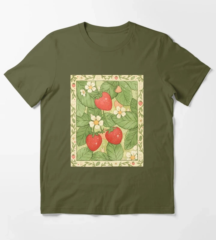 Strawberries for Life T-Shirt Olive Green