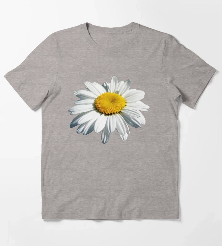 Stunning White Shasta Daisy Vector Cut Out T-Shirt Heather Grey