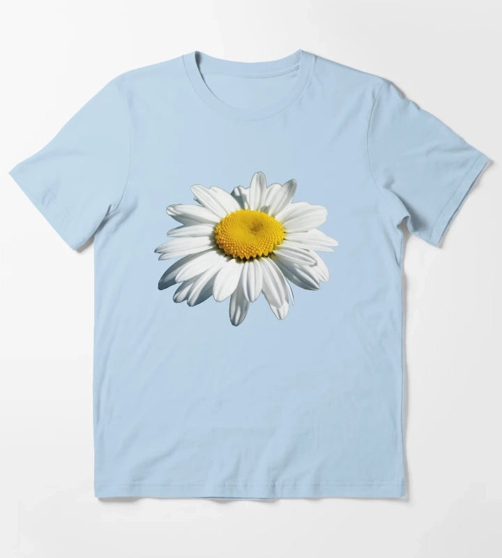 Stunning White Shasta Daisy Vector Cut Out T-Shirt Sky Blue