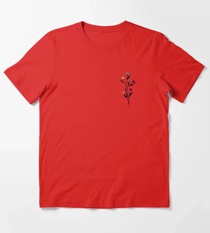 Subtle Asexual Pride Daisy Sprig T-Shirt Red