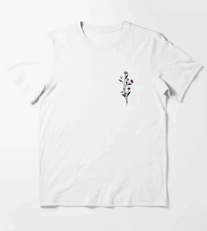 Subtle Asexual Pride Daisy Sprig T-Shirt White