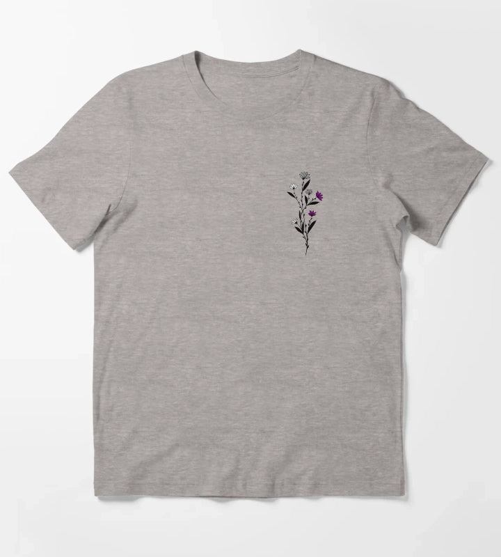 Subtle Asexual Pride Daisy Sprig T-Shirt Heather Grey
