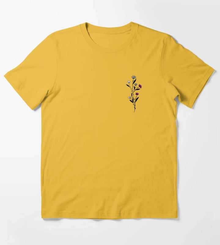 Subtle Asexual Pride Daisy Sprig T-Shirt Yellow