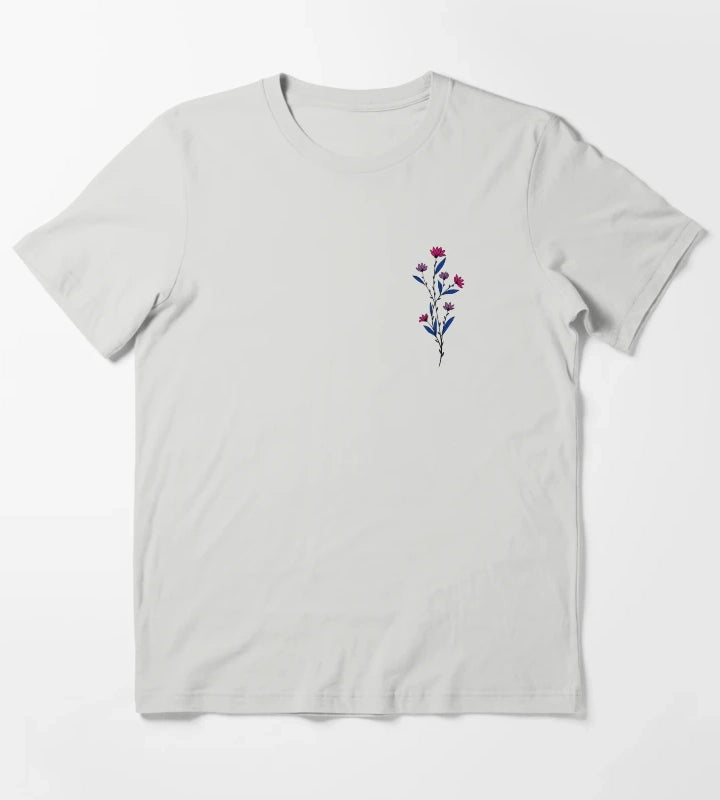 Subtle Bisexual Pride Daisy Sprig T-Shirt Light Grey