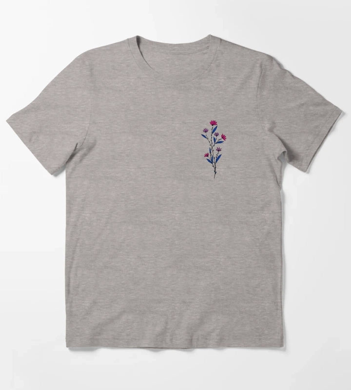 Subtle Bisexual Pride Daisy Sprig T-Shirt Heather Grey