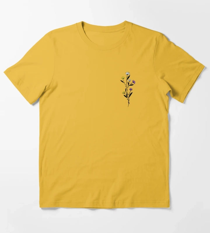 Subtle Nonbinary Pride Daisy Sprig T-Shirt Yellow