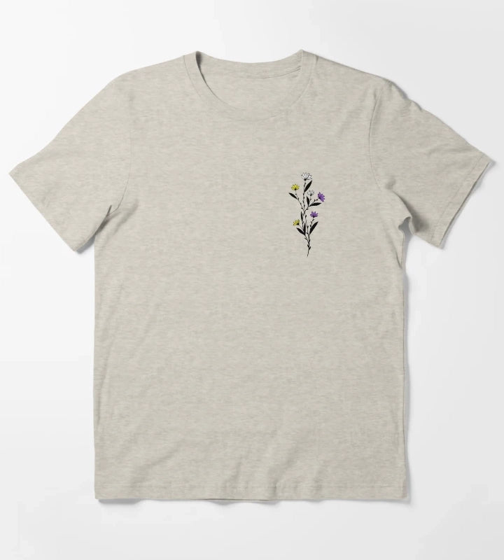 Subtle Nonbinary Pride Daisy Sprig T-Shirt Cream