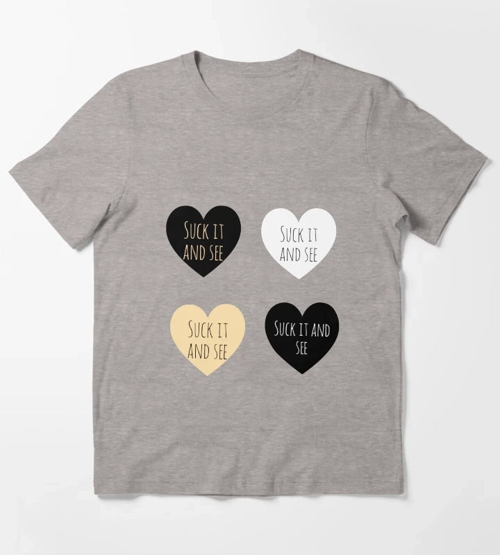Suck it and see hearts sticker pack T-Shirt Heather Grey