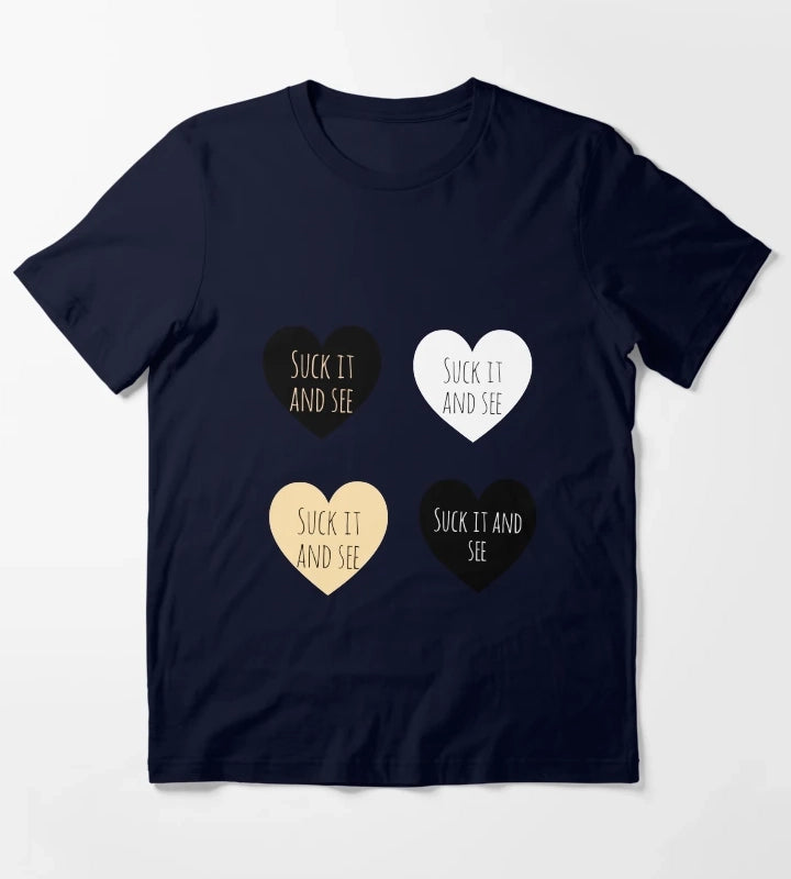 Suck it and see hearts sticker pack T-Shirt Navy