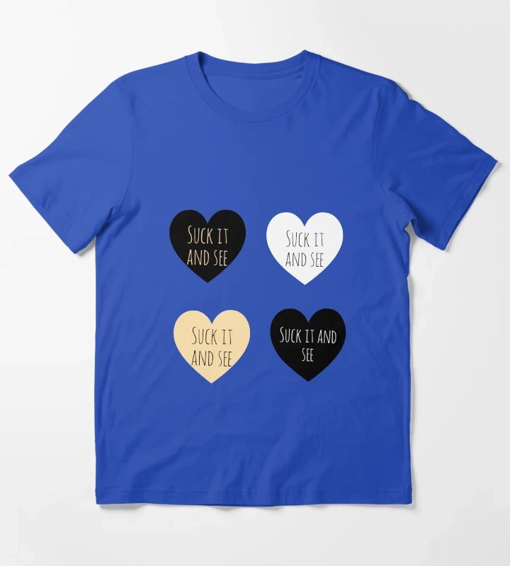 Suck it and see hearts sticker pack T-Shirt Blue