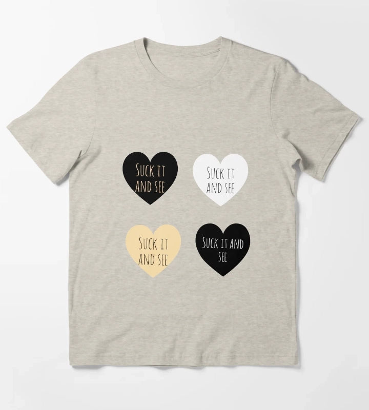 Suck it and see hearts sticker pack T-Shirt Cream