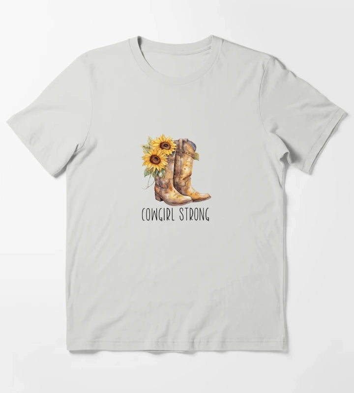 Sunflower Cowgirl Boots Cowgirl strong T-Shirt Light Grey