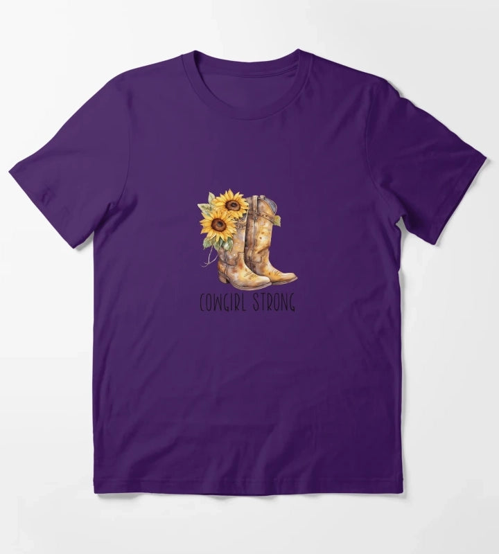 Sunflower Cowgirl Boots Cowgirl strong T-Shirt Purple