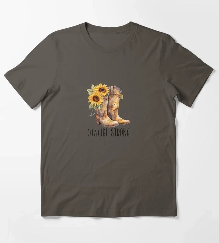 Sunflower Cowgirl Boots Cowgirl strong T-Shirt Dark Grey