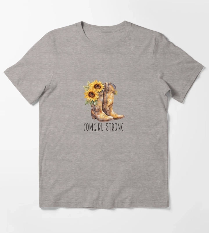 Sunflower Cowgirl Boots Cowgirl strong T-Shirt Heather Grey