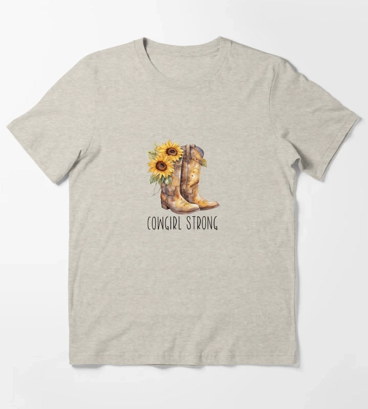 Sunflower Cowgirl Boots Cowgirl strong T-Shirt Cream