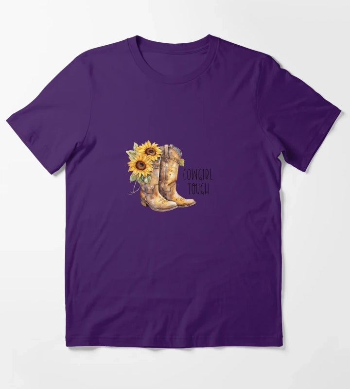 Sunflower Cowgirl Boots Cowgirl tough T-Shirt Purple