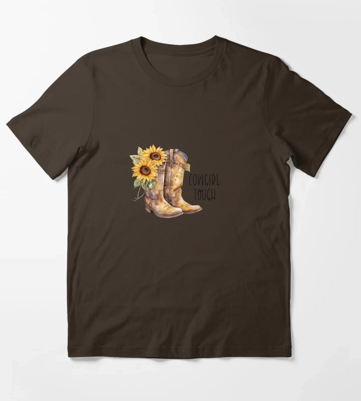 Sunflower Cowgirl Boots Cowgirl tough T-Shirt Brown
