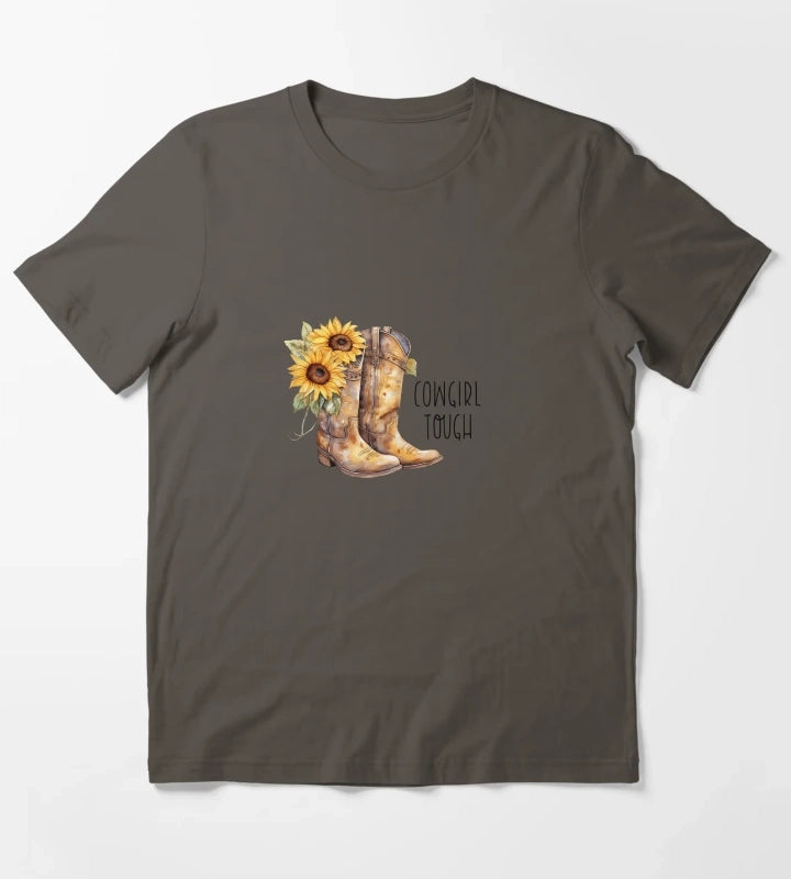 Sunflower Cowgirl Boots Cowgirl tough T-Shirt Dark Grey