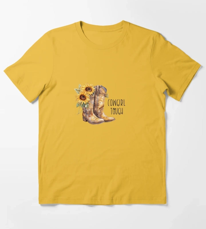 Sunflower Cowgirl Boots Cowgirl tough T-Shirt Yellow