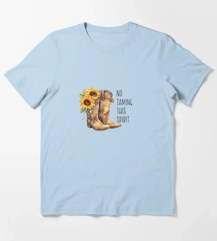 Sunflower Cowgirl Boots No taming this spirit T-Shirt Sky Blue