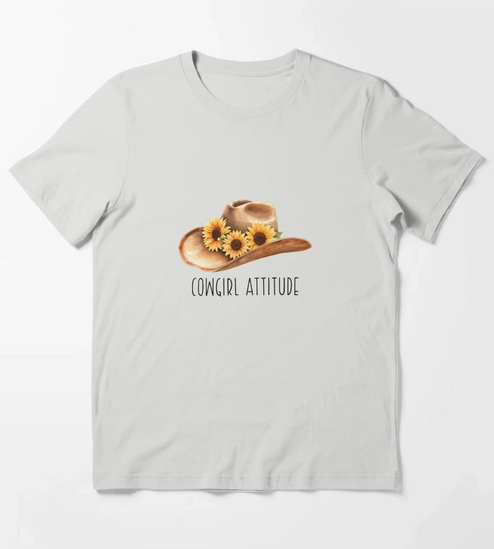 Sunflower Cowgirl Hat cowgirl attitude T-Shirt Light Grey